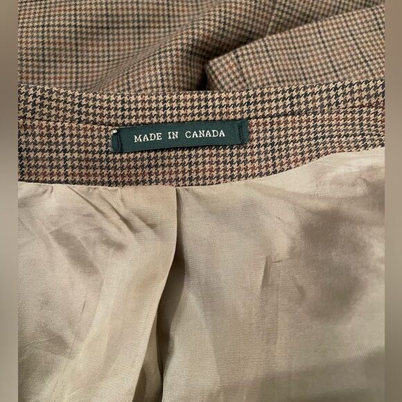 Ralph Lauren Pure New Wool Mens Sport Jacket Canada Brown Tartan Place Size 39R - Picture 7 of 12